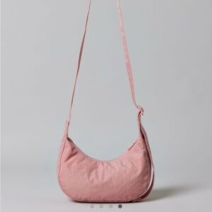NWT BAGGU Small Nylon Crescent Bag Rose Tan